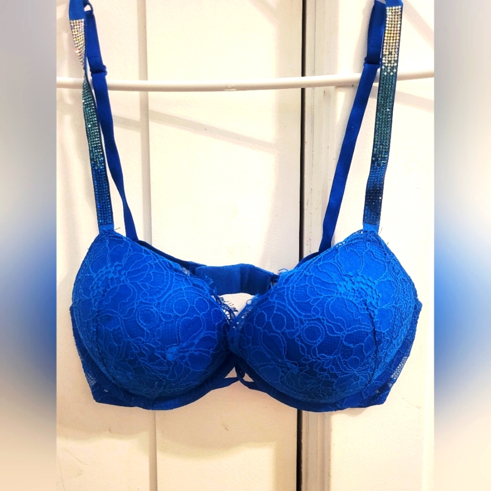 VS Blue Lace Bombshell Bra 34B